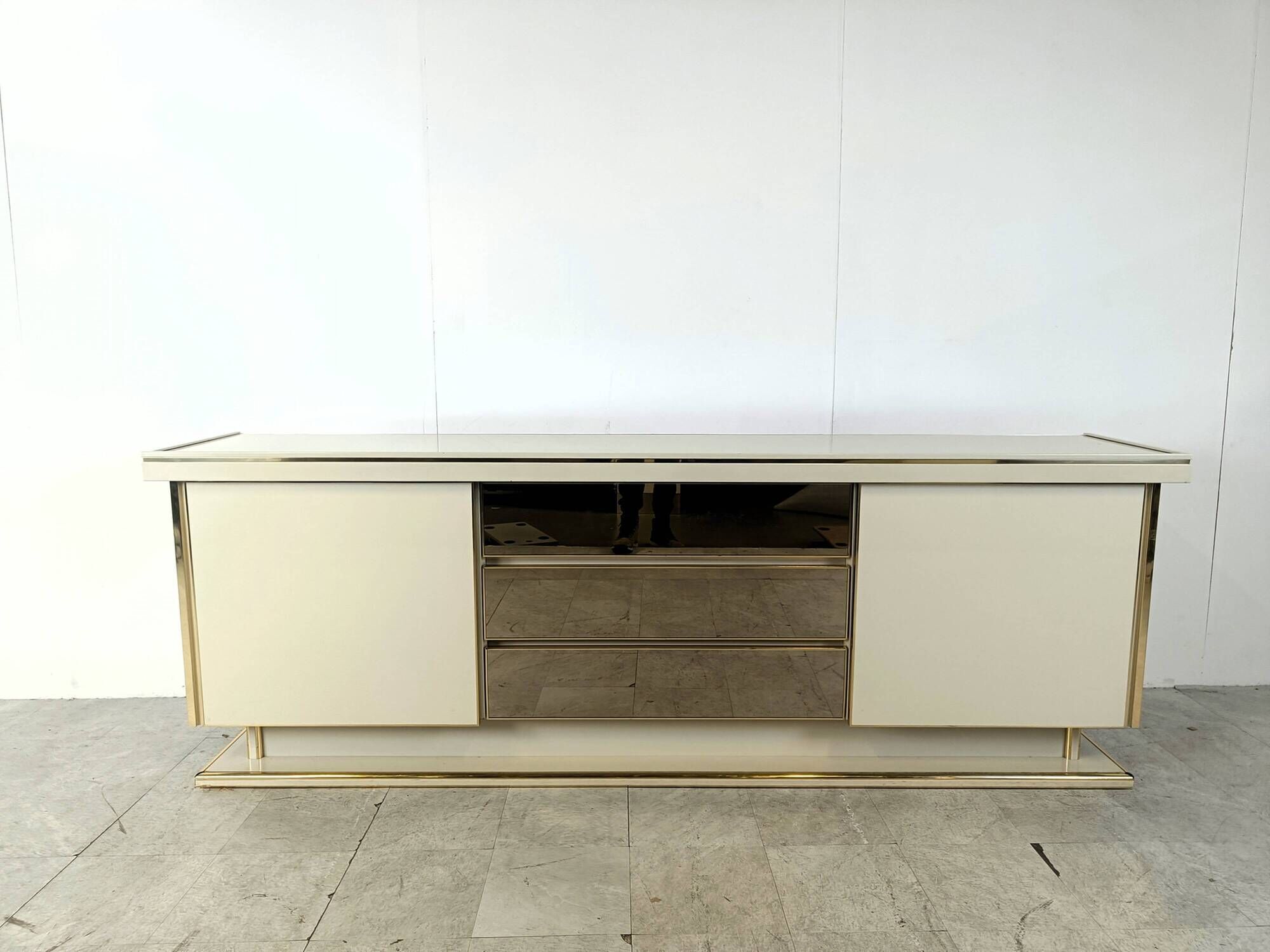 Vintage brass and lacquer sideboard, 1970s