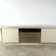 Buffet vintage en laiton et laque, années 1970