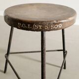 French Mid Century Wooden & Iron Stool by Pierre Jeanneret, 1950s