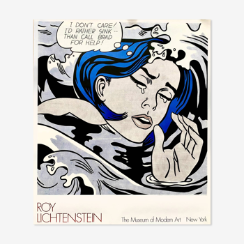 Roy Lichtenstein - Drowning girl - affiche vintage originale, MOMA de New York, 1989
