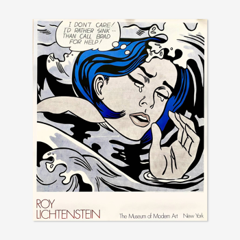 Roy Lichtenstein - Drowning girl - original vintage poster, New York MOMA, 1989