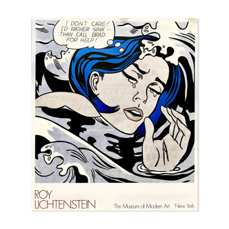 Roy Lichtenstein - Drowning girl - affiche vintage originale, MOMA de New York, 1989