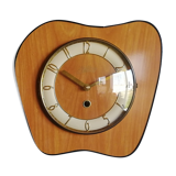 Clock formica vintage asymmetrical silent wall clock "Etling wood"