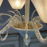 Venetian chandelier in murano glass circa 1940 vetro a reticello