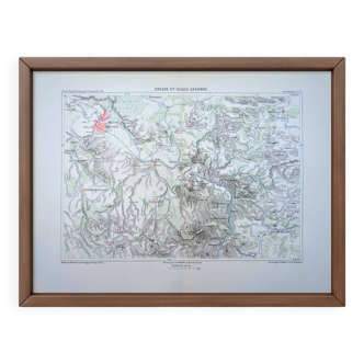 Dresden and Saxon Switzerland, original map printed in 1879.