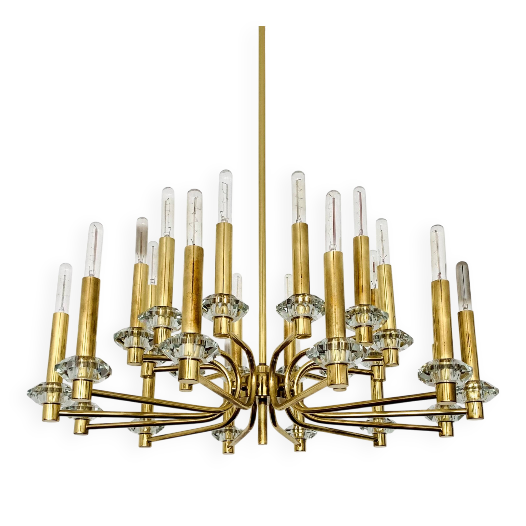 Brass Chandelier by Gaetano Sciolari