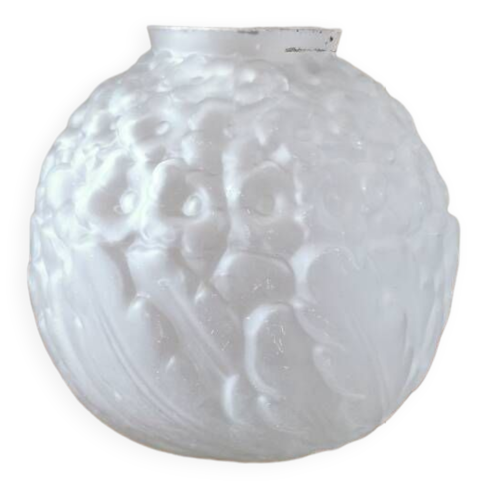 Small art deco ball vase in white glass paste