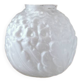 Small art deco ball vase in white glass paste