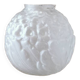 Small art deco ball vase in white glass paste
