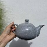 Théière 1980 grise et blanche moucheté