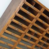 Large vintage German oak haberdashery shop cabinet, 1940s