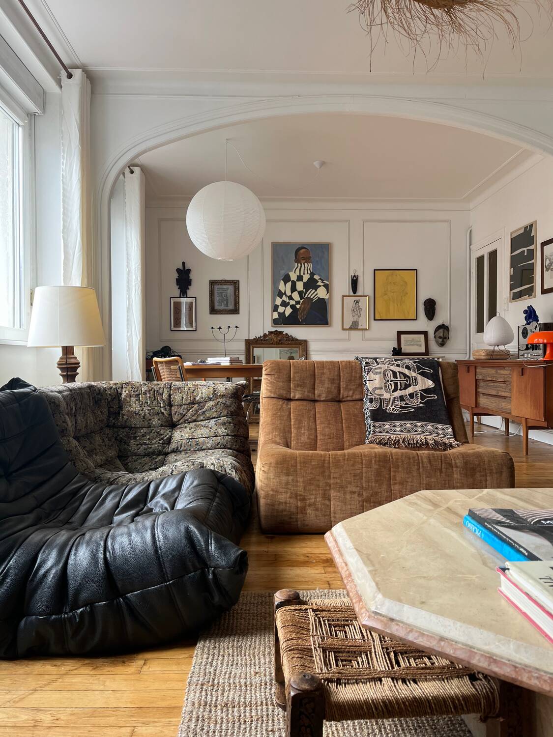 2-seater armchair in fawn velvet, Steiner edition 1970