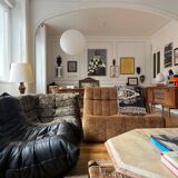 2-seater armchair in fawn velvet, Steiner edition 1970