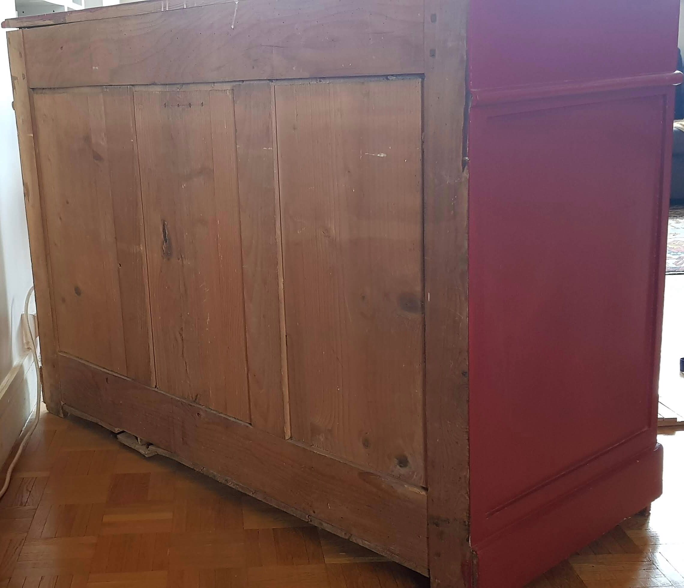 English style painted red storage cabinet