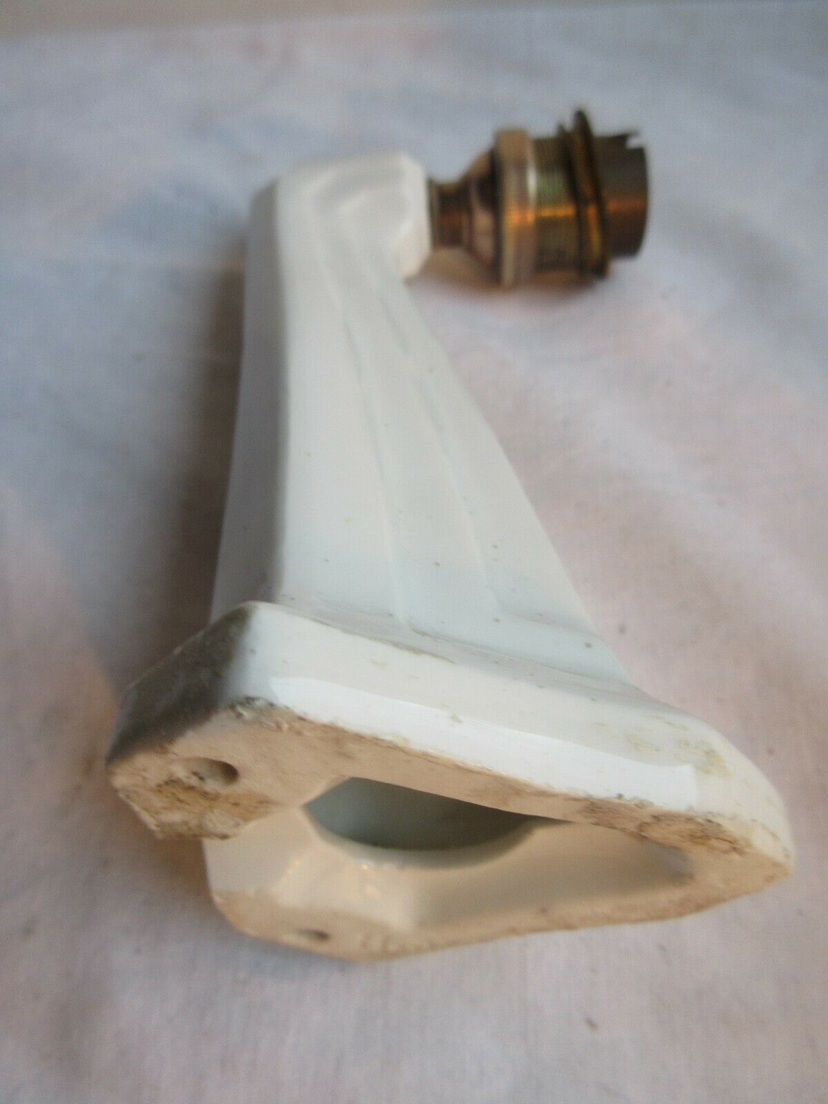 Art Deco bathroom wall lamp in white porcelain and tulip in white opaline