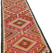 Turkish Handwoven Vintage Herki Kilim 90 cm x 322 cm