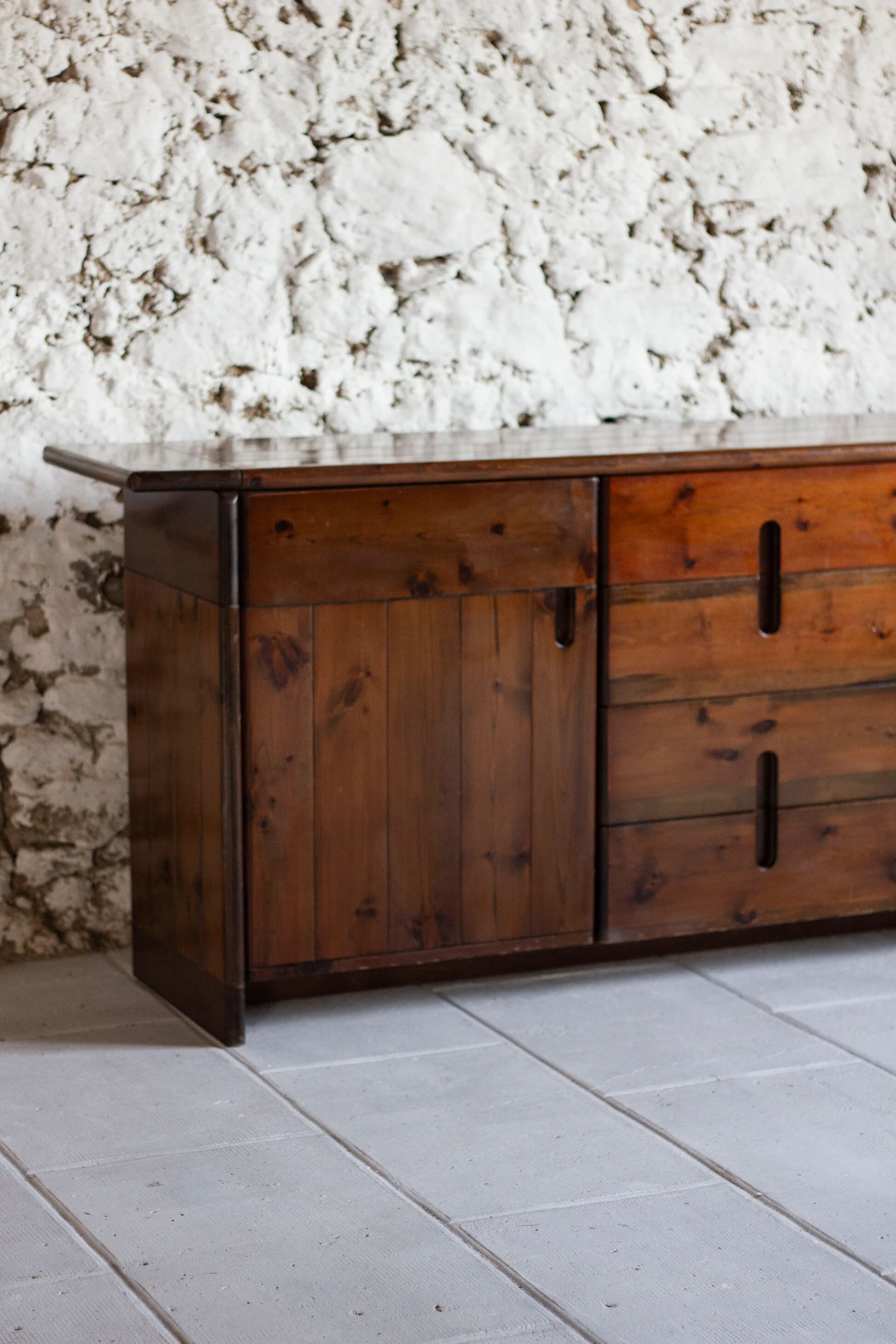 Enfilade by Silvio Coppola in stained solid wood, 1970.