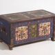 Antique blue trunk with hand-painted floral details (c.1870) #2