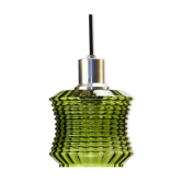 Green glass pendant light with aluminium lamp socket. Sweden 1960s
