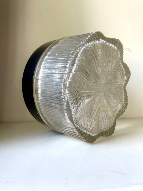 Applique ou plafonnier vintage scandinave du milieu du siècle en métal et verre