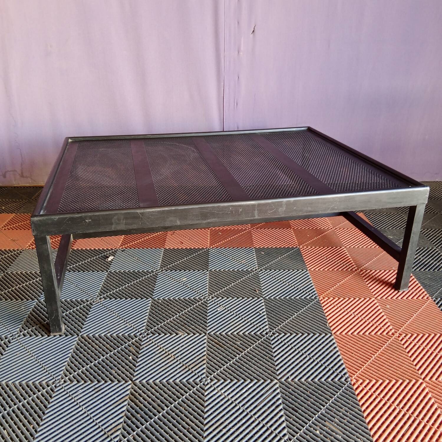 Large industrial metal coffee table