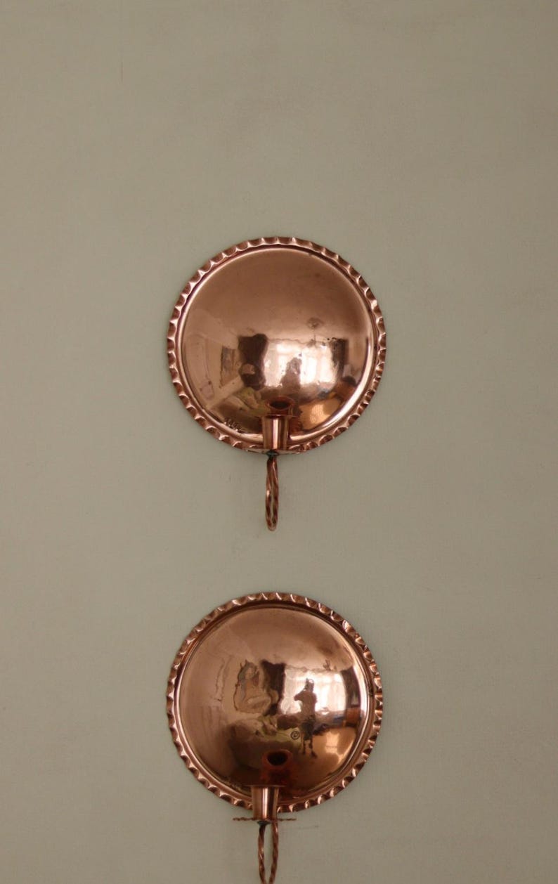Pair of Vintage Swedish Copper Sconce - 1978