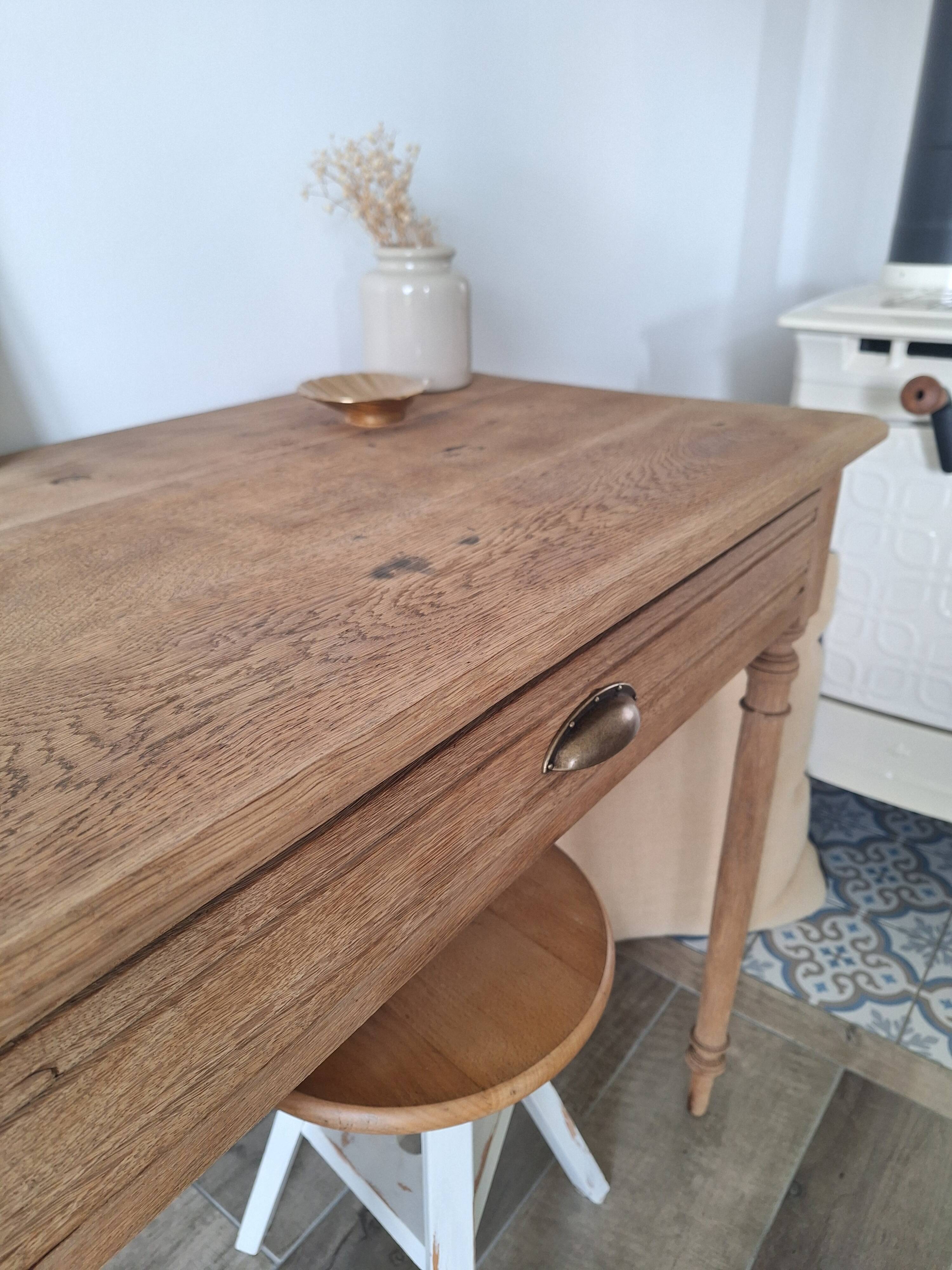 Farmhouse desk / console / side table in solid oak, country style.