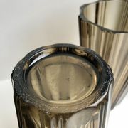 Pair of pleated smoked glass vases in the 70s