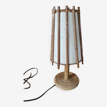 Lampe de chevet ou de table en bambou, rotin par Louis Sognot (1892-1970) - Travail des années 1960