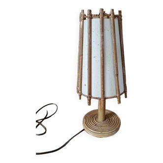Lampe de chevet ou de table en bambou, rotin par Louis Sognot (1892-1970) - Travail des années 1960