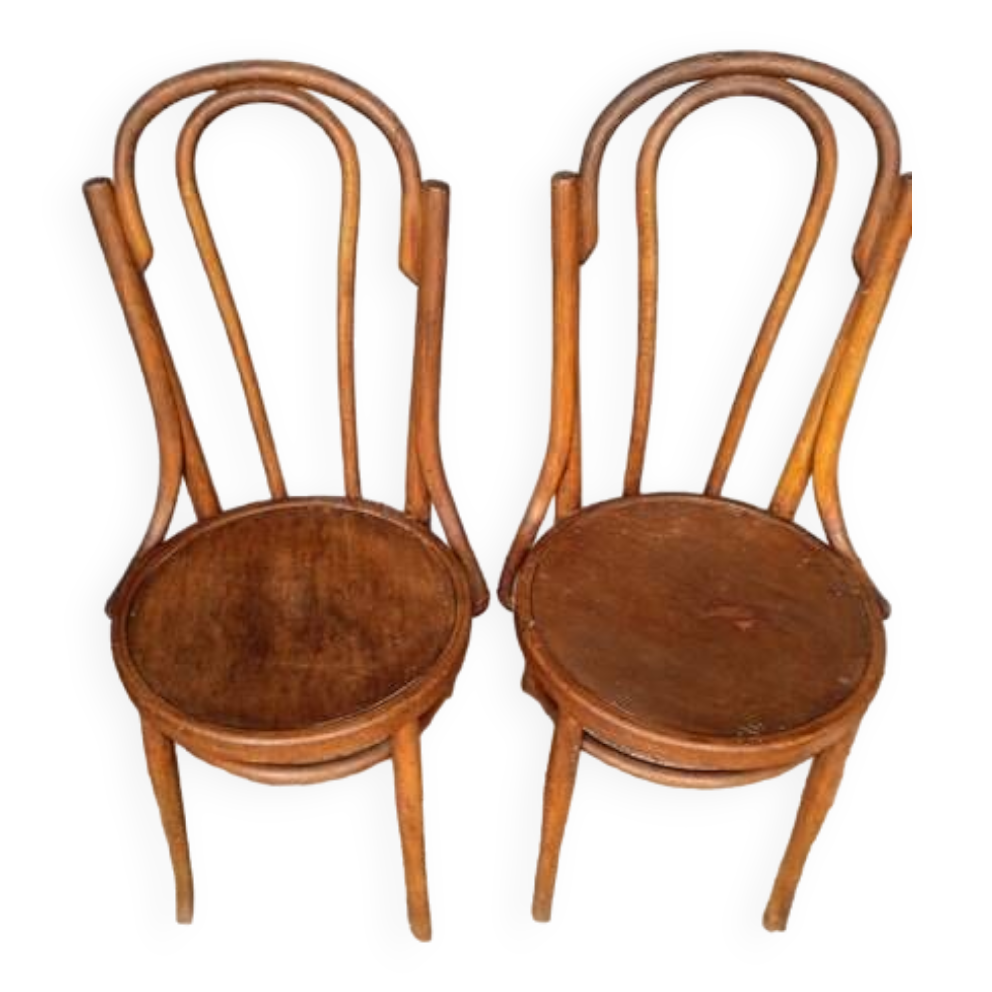 Paire 2 chaises bistrot bois courbé vintage