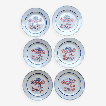 Lot de 6 assiettes plates HBCM modèle Edouard