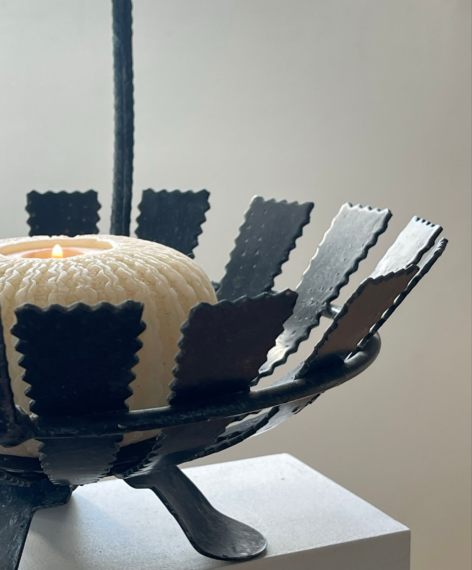 Brutalist wrought iron basket from the 1960s.