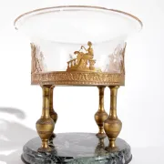 Empire tazza in fire-gilt bronze, marble and glass – France, early 19th c.