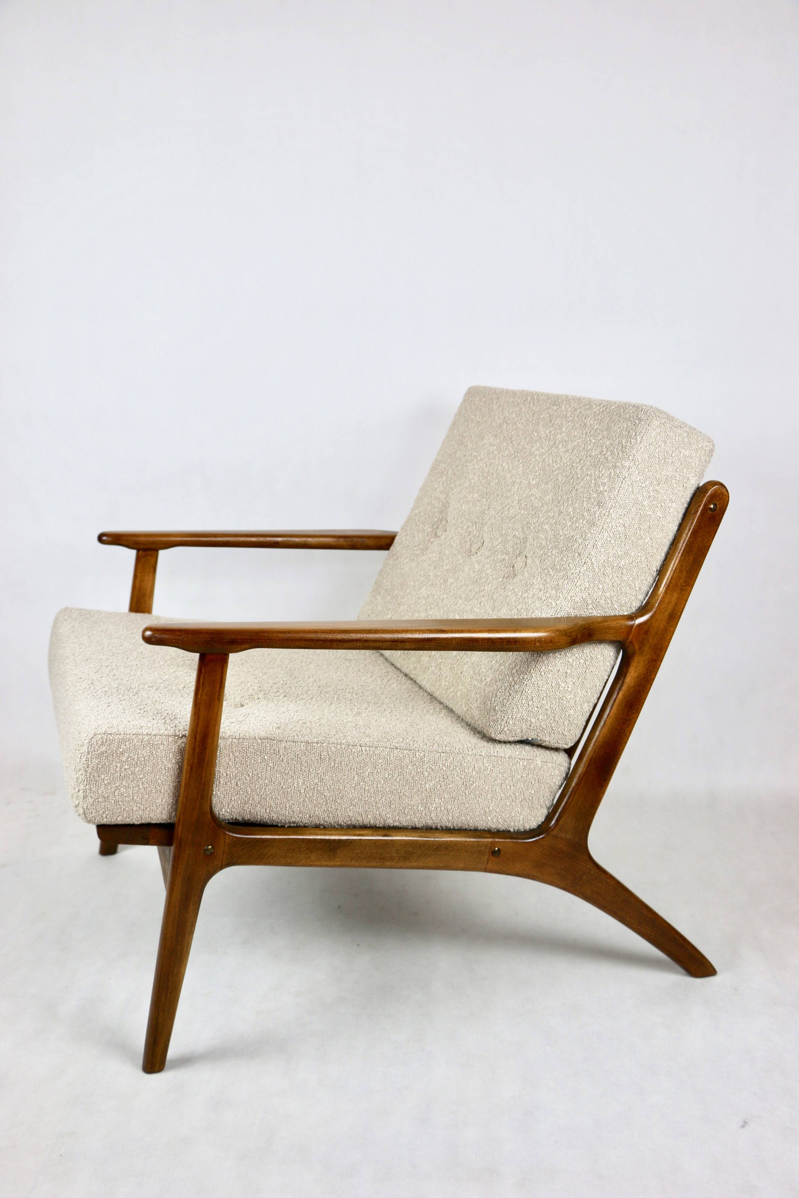 Danish Vintage Beige Boucle Armchair, 1970s