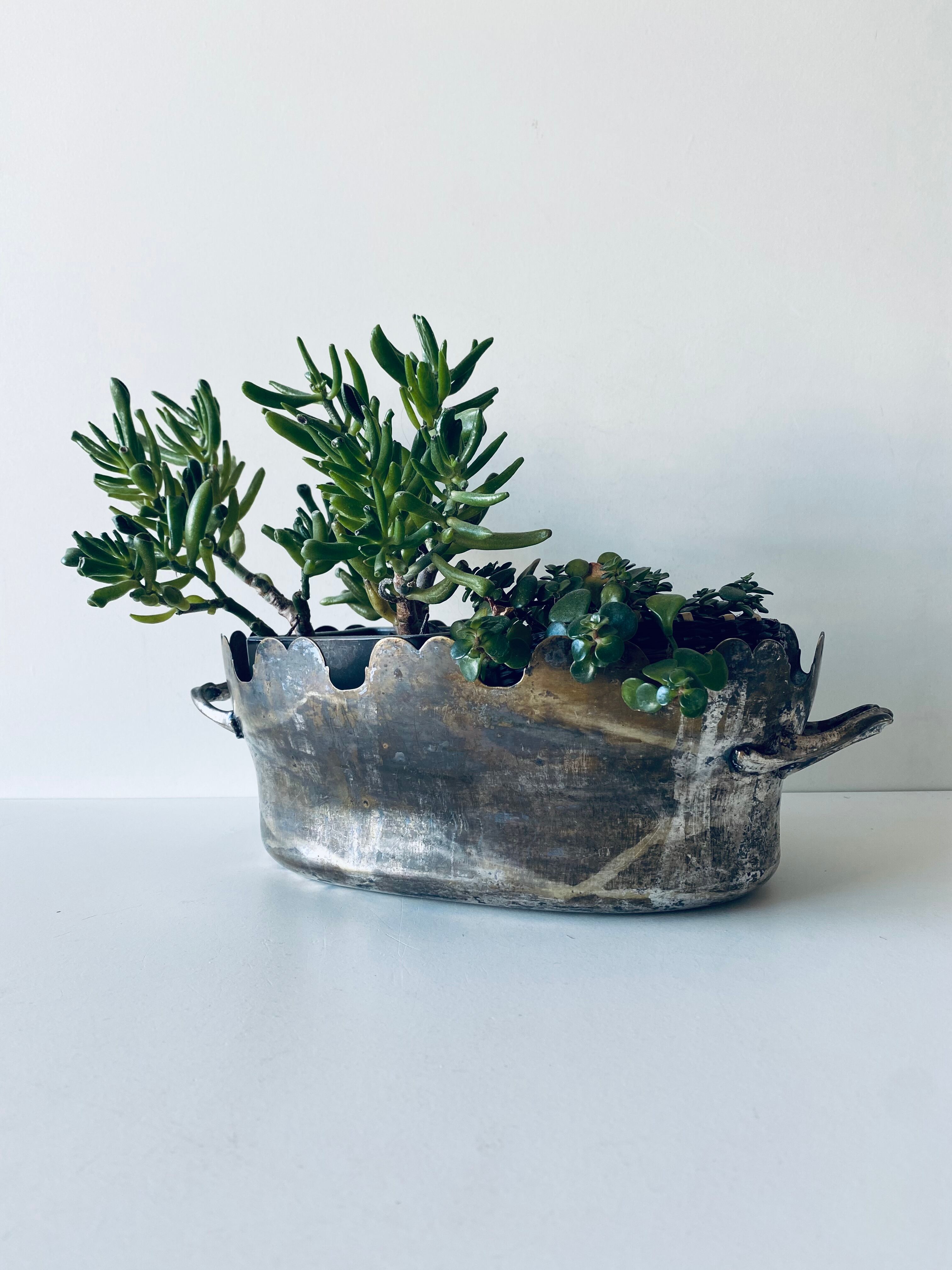 Silver metal flower pot or cover