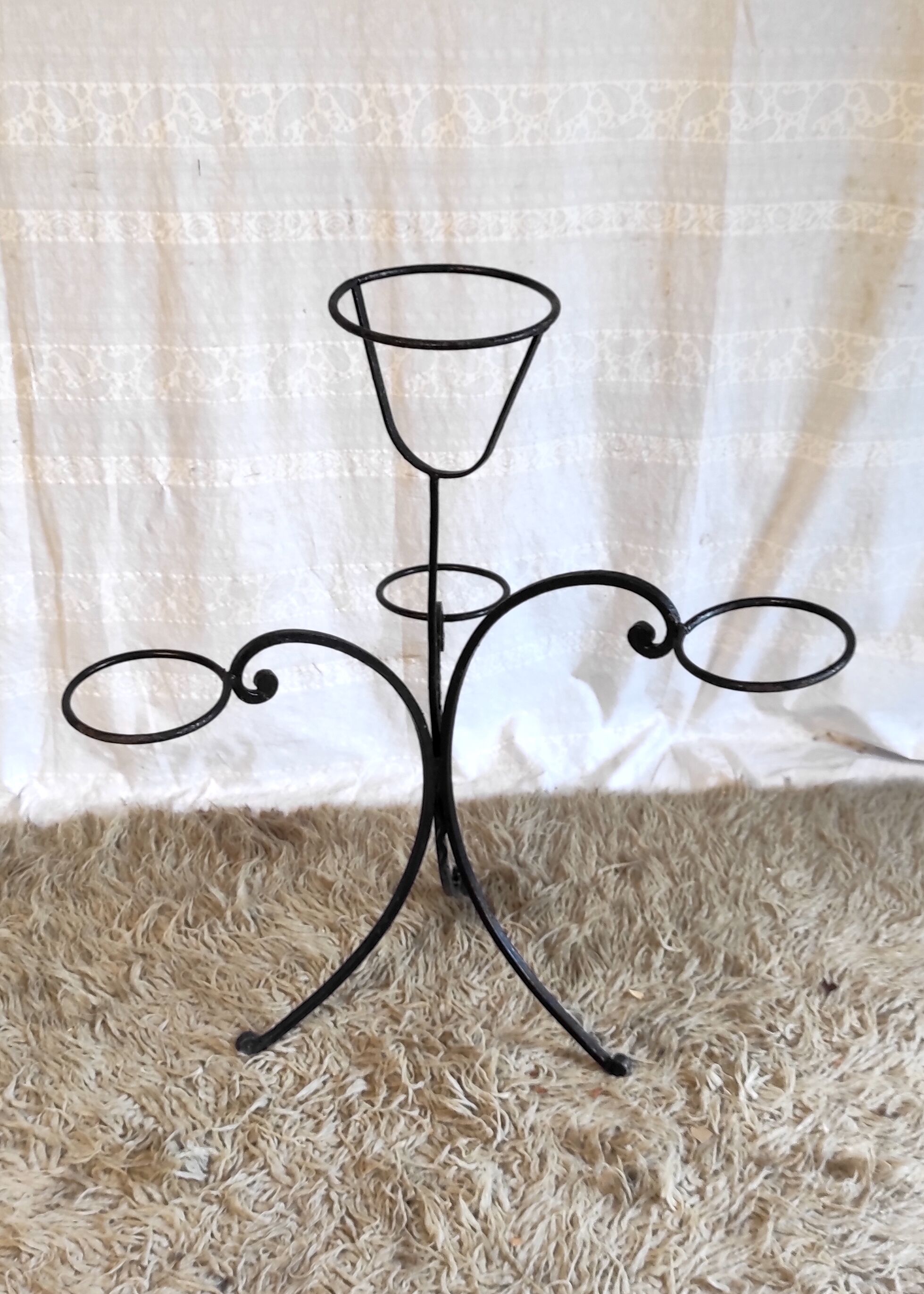 Black lacquered metal plant holder 50s/60s