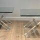 Pair of Plexiglass and Chrome Side Tables with X-shaped Legs, Work