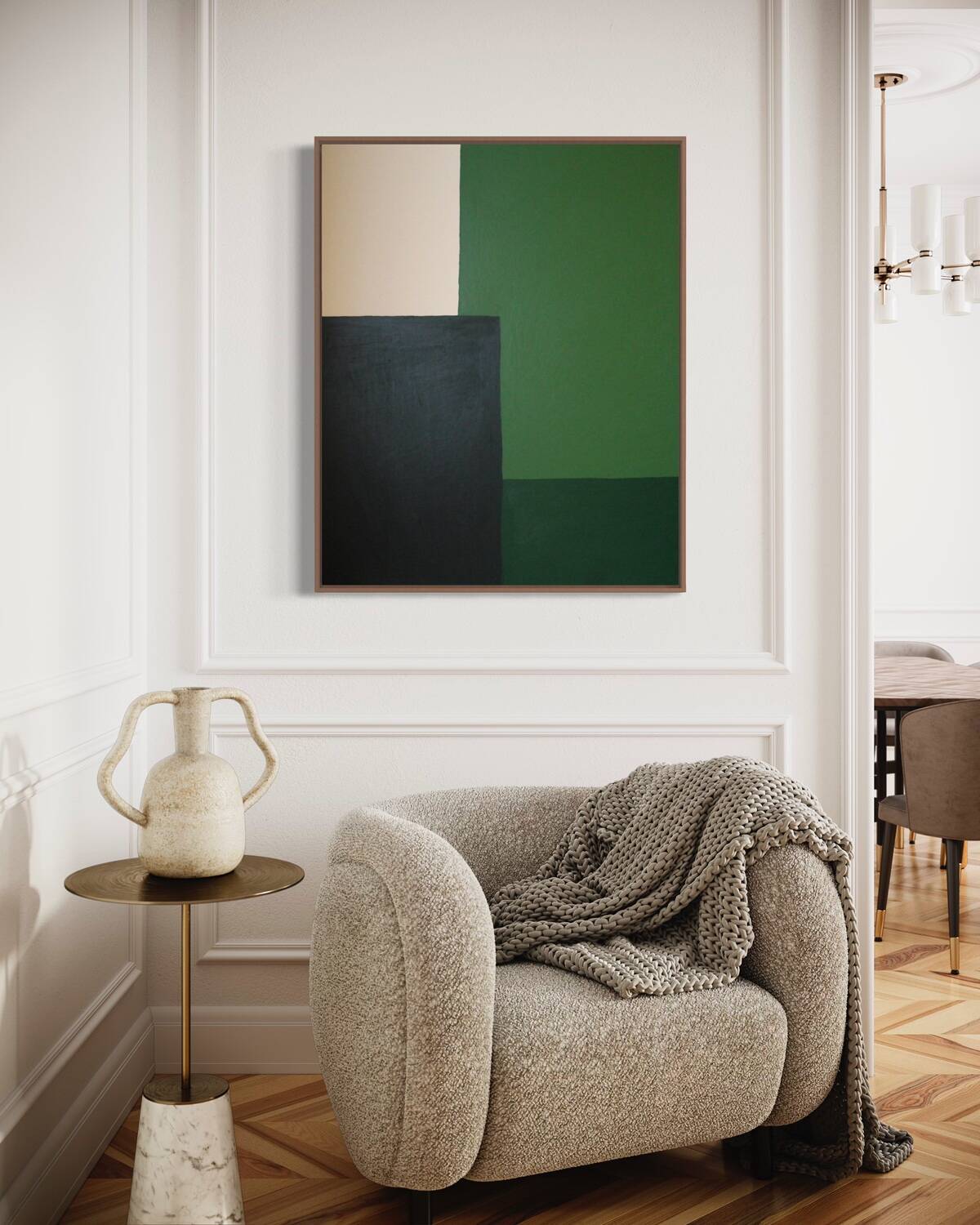 Contemporary minimalist painting "Green Composition" 100x80cm