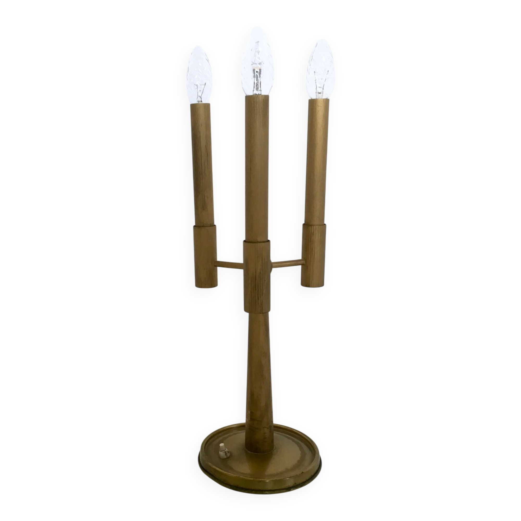 Three-Arm Brass Table Lamp with a Candelabra Design, Italy