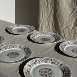 Set of 6 vintage dessert plates made in Poland with a plant motif.