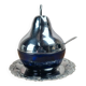 Vintage cobalt sugar bowl & chrome metal – pear shape