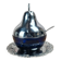 Vintage cobalt sugar bowl & chrome metal – pear shape