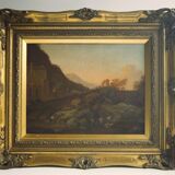 Antique Landscape Painting- early 19th-century - Italian landscape with pastoral scenery.