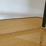 Mid-century tripod floor lamp with perforated metal shelf
