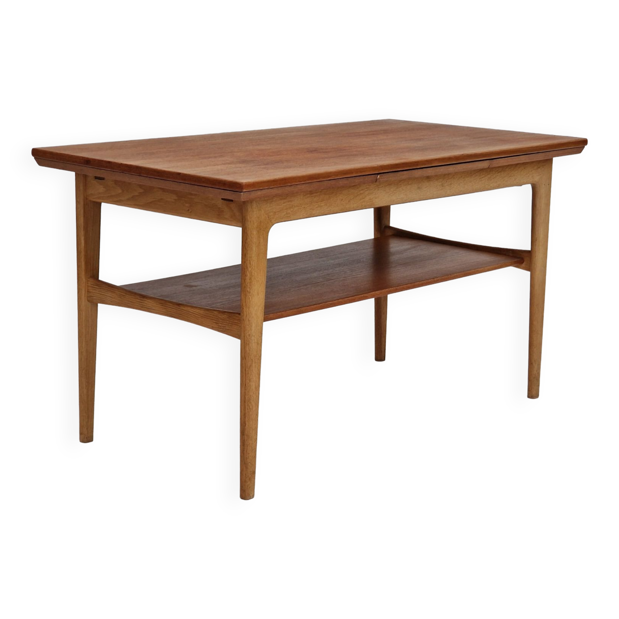 1970s, Danish design, folding sofa table, teak and oak wood
