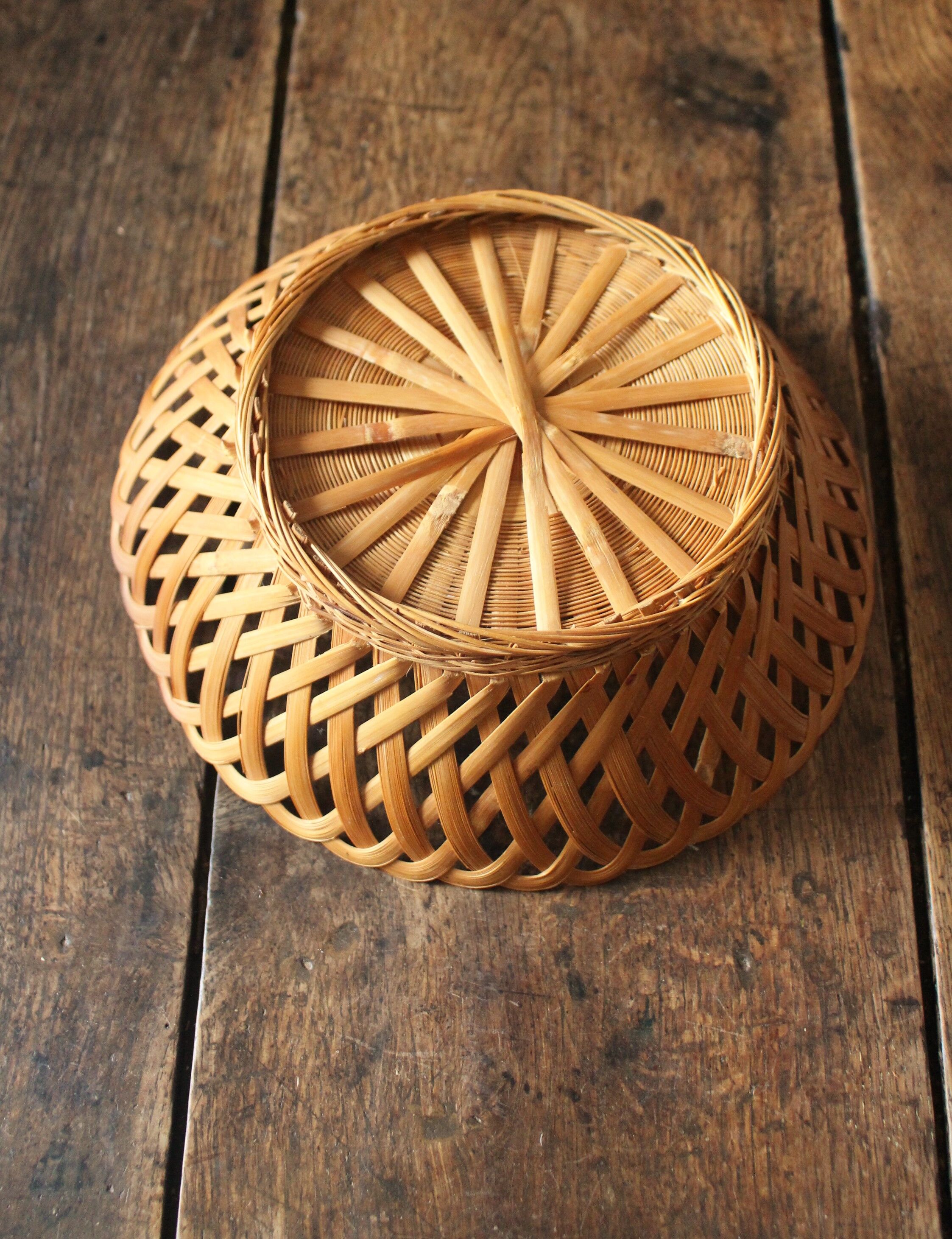 Braided openwork vintage basket