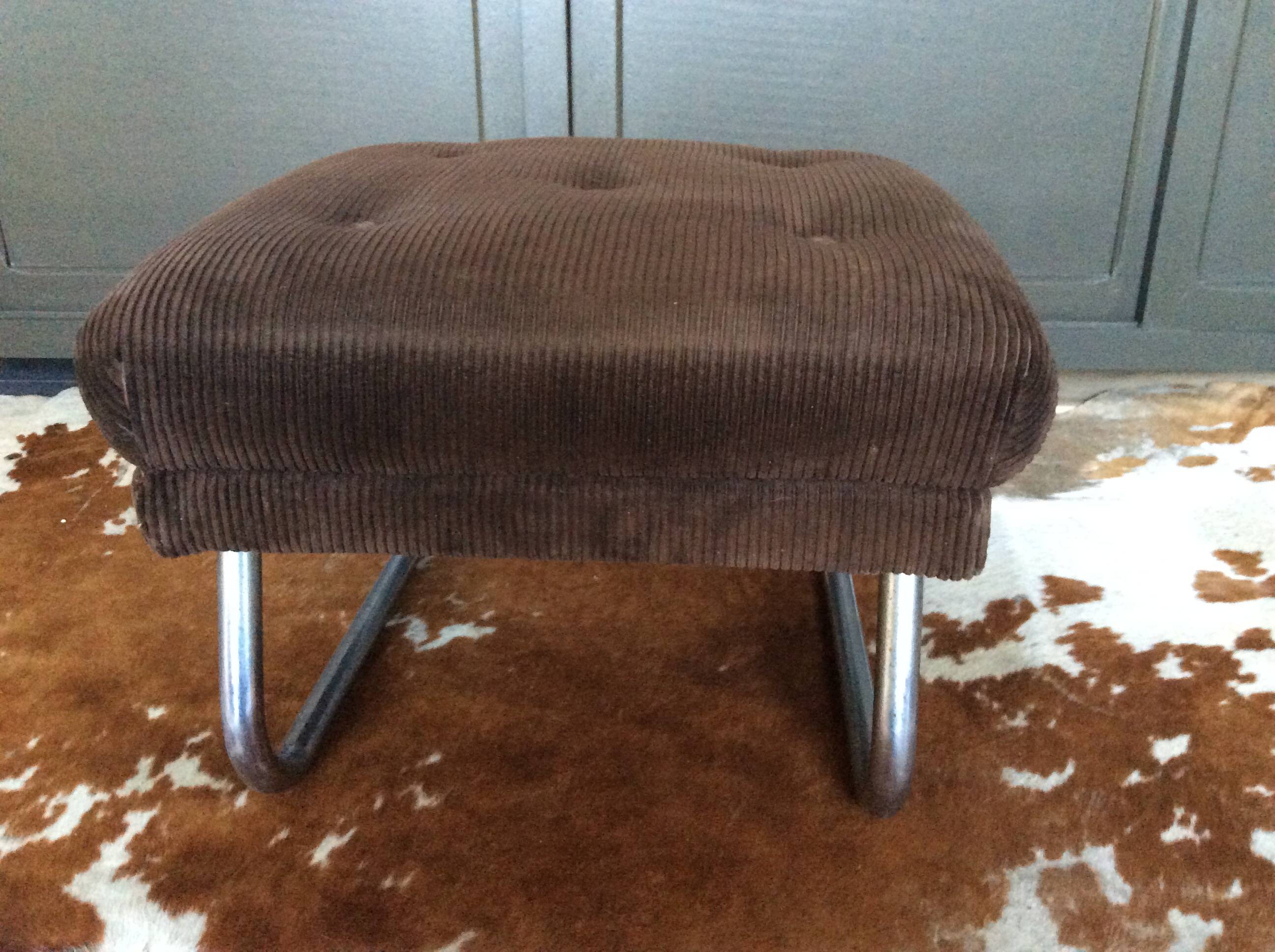 Velvet pouf adjustable footrest