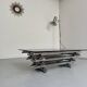 Space coffee table from the 70s, tubular metal and glass, Italian design