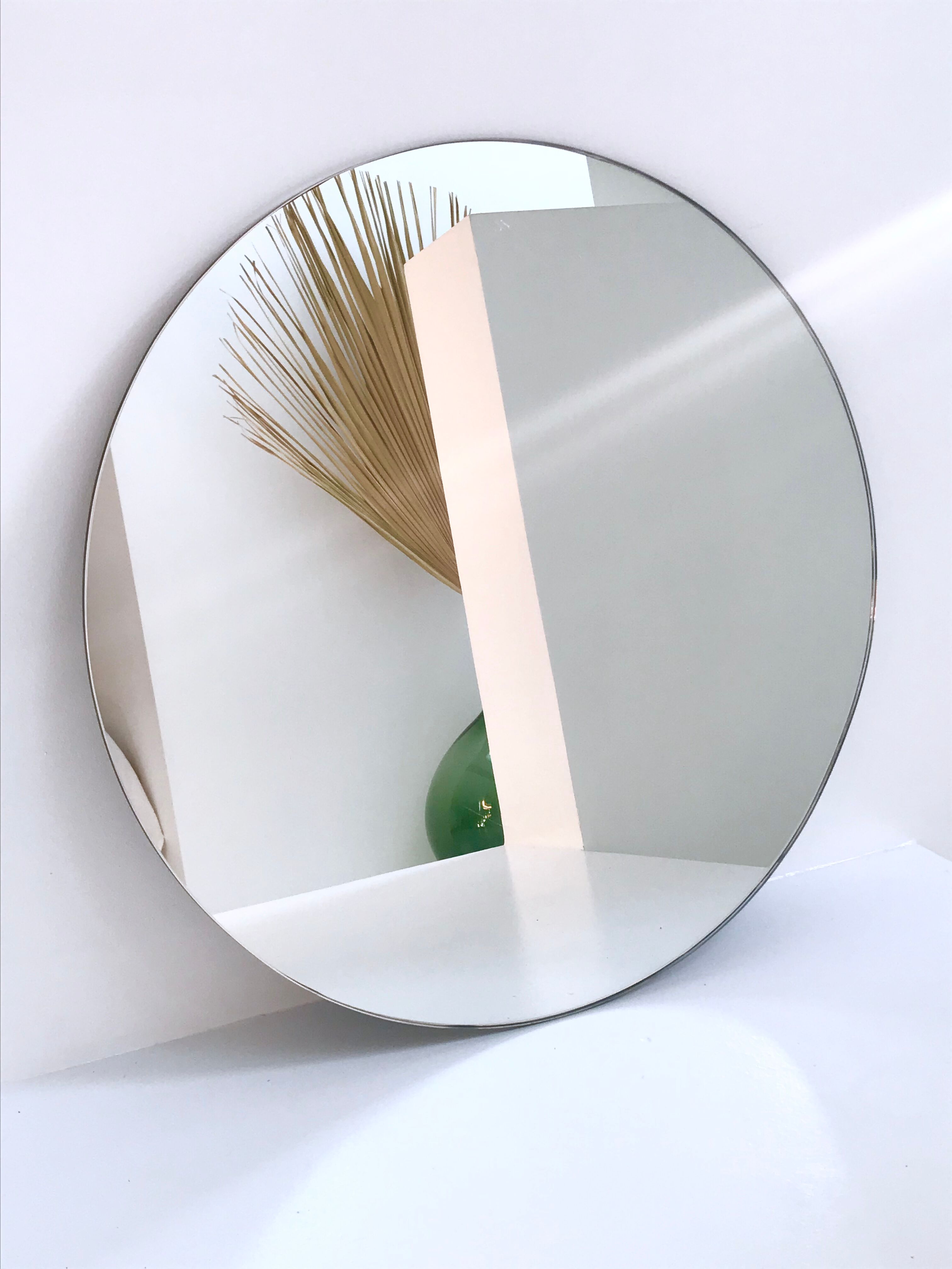 Large old round mirror 57cm